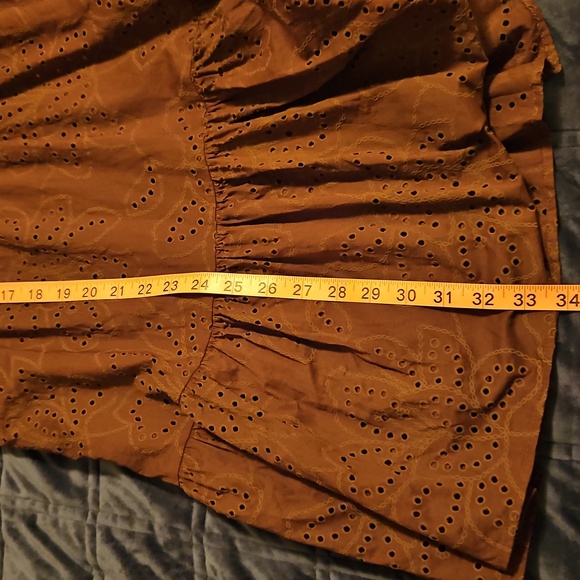 💕Joie | Brown Cotton Eyelet Mini Dress| W Sz M| Tiered Ruffle Boho Chic - Picture 10 of 10
